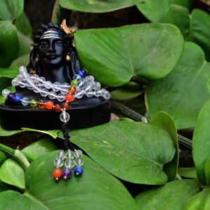 Clear Quartz with Seven Chakras Diamond Cut Mala
