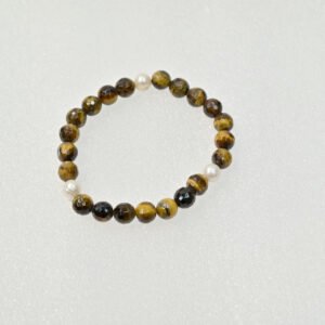 Tiger Eye Cutting with Pearl Bracelet