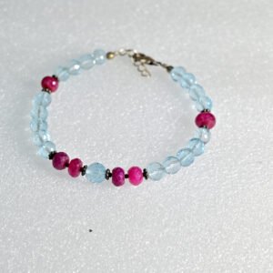 Blue Topaz with Ruby Cutting Bracelet