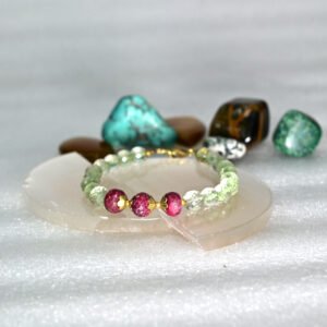 Green Amethyst with Ruby Cutting Bracelet