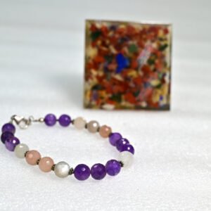 Multi Moonstone with Amethyst Cutting Bracelet