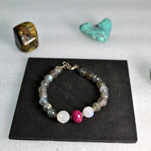 Labradorite, Moonstone with Ruby Cutting Bracelet