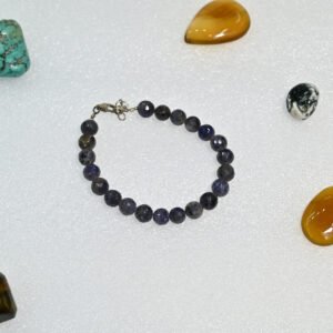 Natural Amethyst Cutting Bracelet with Silver Lock