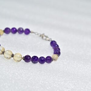 Amethyst & Citrine Cutting Bracelet (With Silver Lock)